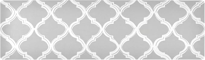 2 in 1 Table Runner Trivet for Hot Pots and Pans Heat Resistant Non Slip Waterproof 39 x 12 Inch Decorative Table Protector for Kitchen Countertop Silver Minimalist Quatrefoil