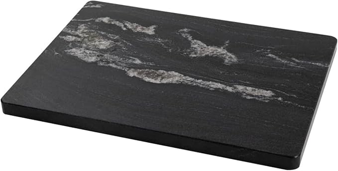 Black Marble Cutting Board for Kitchen, 12x16 Inch Marble Slab Pastry Board With Non-Slip Feet for Baking, Cheese, Charcuterie, Chocolate – Serving Tray Gift