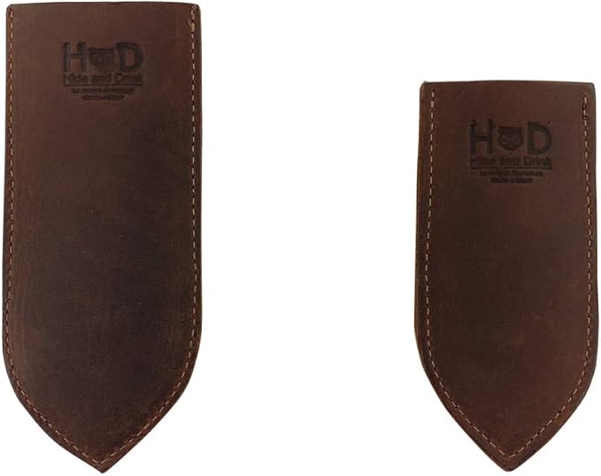 Hide & Drink, Rustic Thick Leather Cast Iron Hot Handle Covers - Large & Small Panhandle Grips for Heat Protection - Kitchen Essentials Handmade