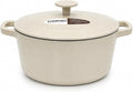 Cuisinart Chef's Classic Enameled Cast Iron Dutch Oven with Lid, Porcelain Enameled Interior, Oven Safe, Induction Compatible, 5-Quart, Round, Linen