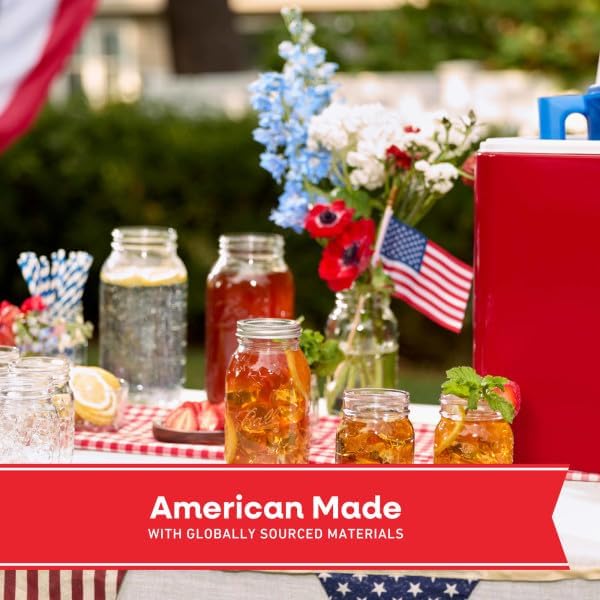 Ball Americana Regular Mouth Glass Mason Jars with Lids and Bands, Used for Canning, Pickling, Juice, Jam, Jelly, Quart Size 32 Ounce, 4 Count (Pack of 1)