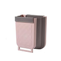 Collapsible Hanging Kitchen Trash Can 1 Piece Multifunction Hanging Telescopic Folding Trash Can Cabinet Door Sorting Bin for Kitchen and Car(Pink)