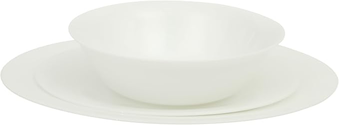 Gibson Home Vanilla Hills 12-Piece Opal Glass Dinnerware Set, Service for 4 – Includes 10" Dinner Plates, 8" Salad Plates & 6.5" Bowls – Microwave Safe, Dishwasher Safe, Chip Resistant – White, Round