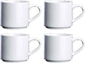 15 OZ Stackable Coffee Mugs Set, Ceramic Coffee Cups with morandi color for Au Lait, Cappuccino,Latte,Cafe,Mocha,Tea, Suit Party Housewarming Wedding, Set of 4, Dishwasher&Microwave Safe, White