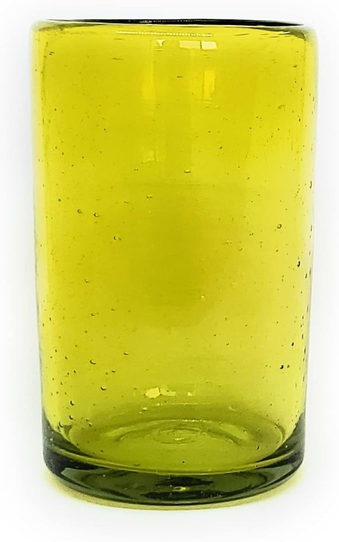 Solid Yellow 14 oz Drinking Glasses (set of 6), Recycled Glass, Lead-free, Toxin-Free (14oz Drinking)