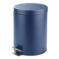 mDesign Pedal Bin — Metal Waste Bin with Pedal, Lid and Plastic Bucket Insert — for Bathroom, Kitchen, and Office — 5 Litre Household Rubbish Bin with Ergonomic Design — Blue