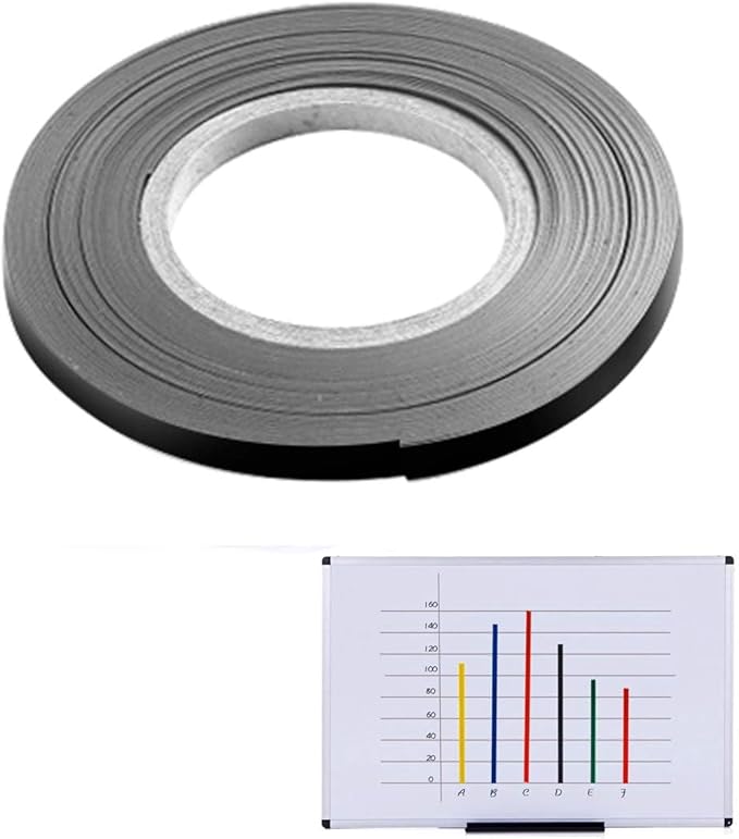 Magnetic Tape Roll Colored Thin Strips - Dry Erase Magnet Whiteboard Graphic Art Tape/ 10mm 33ft Grid Marking Line Magnet Tape(Black)