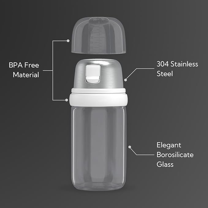 KITCHENDAO Precision Pour Glass Oil Dispenser and 2 in 1 Glass Salt Shaker