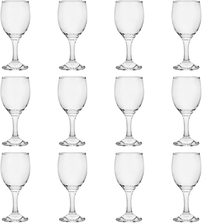 HEIGHT 5.6 Inches 120ML 4 Ounce - Set of 12 Classic Red Small Wine Glasses Durable Clear White Lead-free Glass Cup For Party (Glass, 12Pcs4OZ)