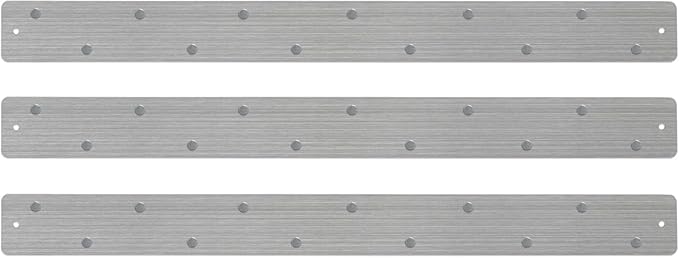 Three by Three Seattle Large Magnetic Strip Bulletin Board (3-Pack) – 28″ × 2.5″ Metal Magnetic Display Board with 12 Neodymium Magnets Each (Stainless)