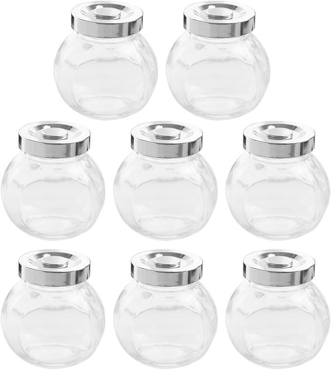 COLLBATH 8pcs Glass Jar Meal Prep Containers Canning Jars Lids Sealed Cans for Home Kitchen