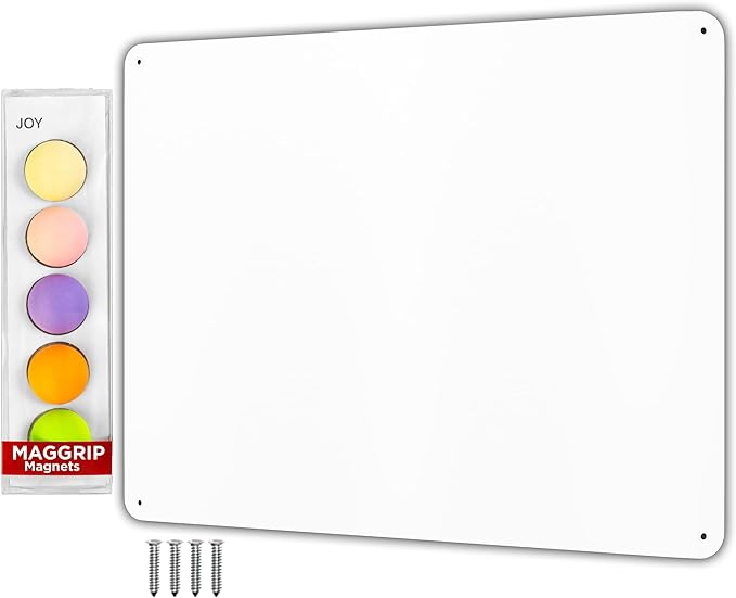 9 inches x 6.5 inches Stainless Steel Plate for Magnets, 3M Adhesive Back, Mounting Screws, Ideal for Magnetic Shelf, Spice Holders, Colorful Magnets as a Gift. Mount Anywhere! (White, 2 Pack)