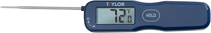 Taylor Digital Waterproof Rapid Response Thermocouple Folding Food Thermometer, Instant Read Thermometer for Meat Grilling BBQ Cooking and Kitchen, Blue