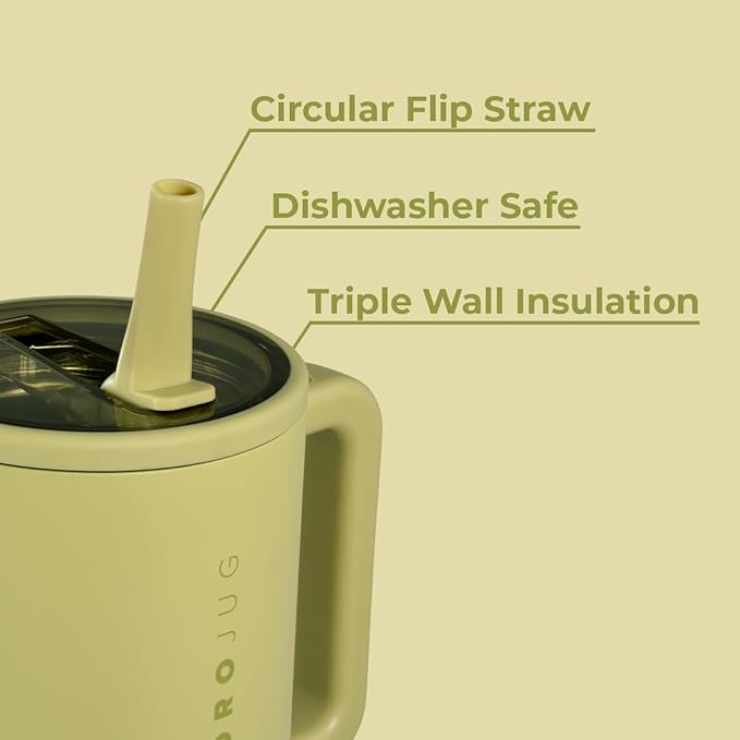 HydroJug Traveler 32oz, Insulated Tumbler with Handle & Straw, Olive
