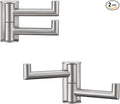 APLusee 2 Pack Swivel Coat Hooks Brushed Nickel, 304 Stainless Steel Foldable Bathroom Towel Hooks with 2 Rotating Arms, Wall Mounted