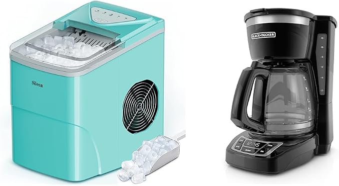 Silonn Ice Maker 9 Cubes in 6 Mins with Black+Decker 12-Cup Programmable Coffee Maker Bundle