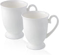 Luxury Fine Bone China White Coffee Mugs Set of 2 (8 oz), Ceramic Euro Style Tea Cups, Elegant Durable Coffee Cups Set for Gifts, Women, Men, Mom, Dad, Wedding