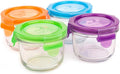 Wean Bowls Glass Food Storage Garden Pack - Pack of 4 x 5.4 oz Round containers Blue, Orange, Green, Grape