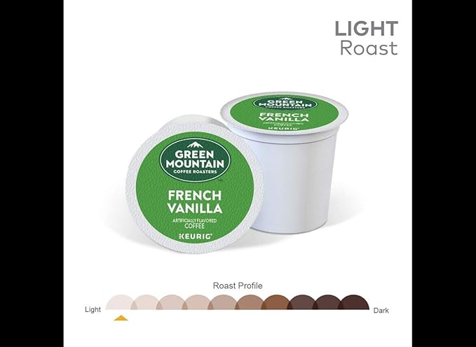 Green Mountain Coffee, French Vanilla, Single-Serve Keurig K-Cup Pods, Light Roast Coffee, 144 Count (6 Boxes of 24 Pods)