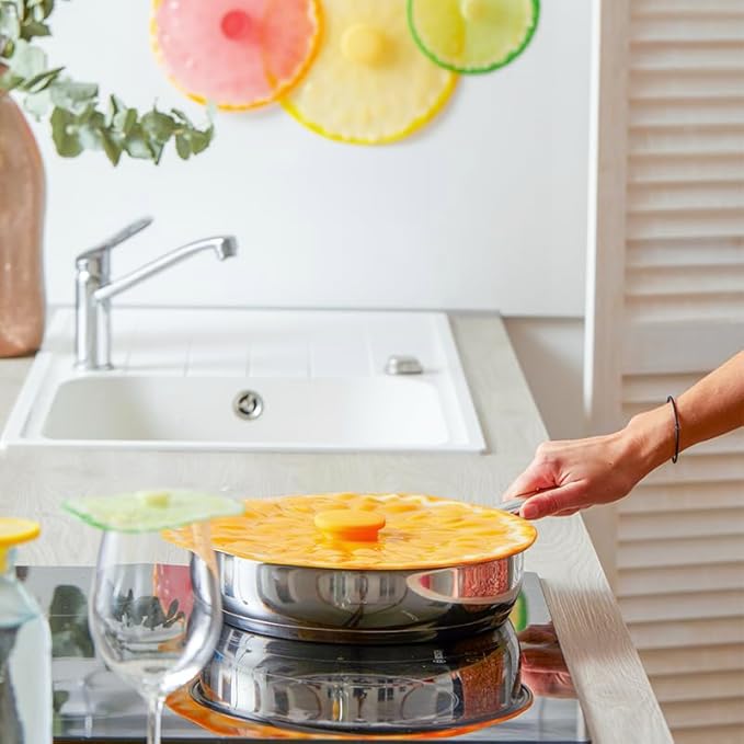 Charles Viancin - Lime Silicone Lid for Food Storage and Cooking - 6''/15cm - Airtight Seal on Any Smooth Rim Surface - BPA-Free - Oven, Microwave, Freezer, Stovetop and Dishwasher Safe