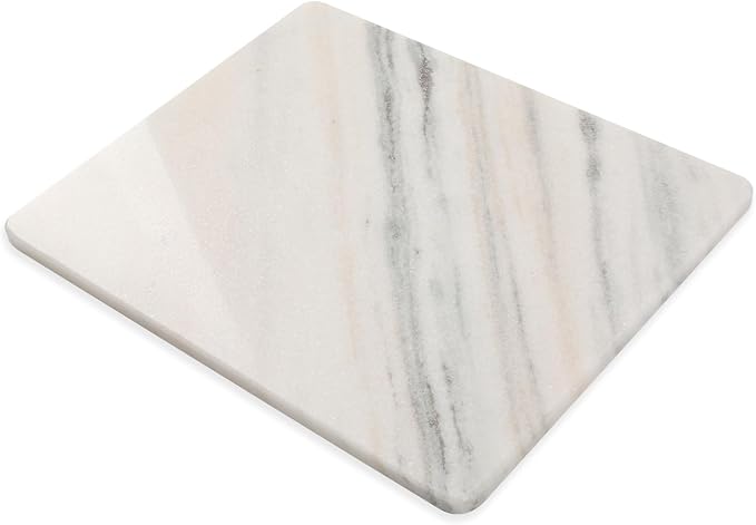 Marble Cutting Board, 16 x 20 Inch Marble Slab, Pastry Board With Non-Slip Feet For Baking, Cheese, Chocolate, Gifts For Housewarm, Aura Calacatta