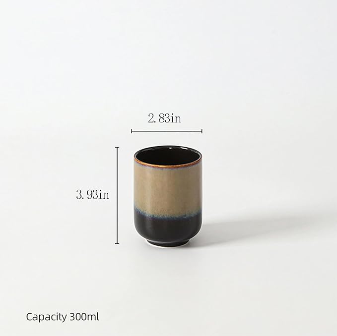 Large Ceramic Tea Set, Chinese Tea Cup, Coffee Cup, Ceramic Mate Tea Cup Set 4 Piece (4 colors)