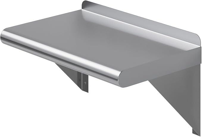AmGood 10 in. x 16 in. Stainless Steel Wall Shelf | NSF Certified | Appliance & Equipment Metal Shelving | Kitchen, Restaurant, Garage, Laundry, Utility Room