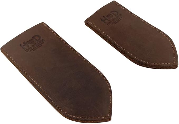 Hide & Drink, Rustic Thick Leather Cast Iron Hot Handle Covers - Large & Small Panhandle Grips for Heat Protection - Kitchen Essentials Handmade