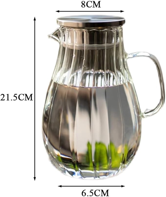 1700ml Glass Water Pitcher, Cold Teapot with Lid, Large Capacity Teapot for Home for Juice, Milk, Cold or Hot Drinks Water Pitcher