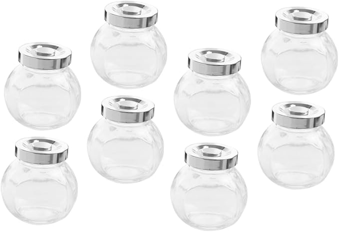 Cabilock 8pcs Glass Storage Jars Lids Food Storage Canister for Dry Fruit Tea Canister Pantry Meal Prep Containers