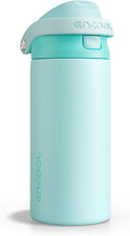 ENCOOL Leakproof Insulated Water Bottle with Straw Dual-Sip Water Bottle Bag-Safe Design for Work, Commute & Gym – Keeps Drinks Cold All Day, 18 oz, Ice Blue