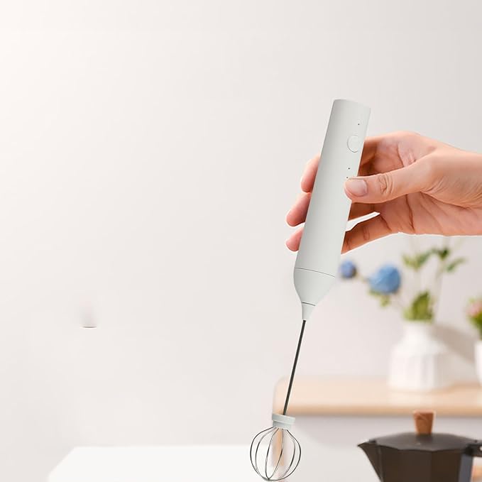 Rechargeable Handheld Milk Frother Set with 3 Speeds, Electric Foam Maker for Coffee Latte, Stainless Steel Whisk and Base Included(Silver)
