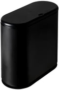 Sooyee 10 Liter Rectangular Plastic Trash Can Wastebasket with Press Type Lid,2.4 Gallon Garbage Container Bin for Bathroom,Powder Room,Bedroom,Kitchen,Craft Room,Office (Black)