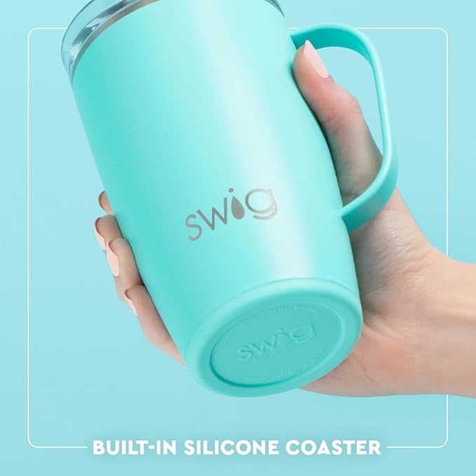 Swig Life 18oz Travel Mug, Insulated Tumbler with Handle and Lid, Travel Coffee Mug, Cup Holder Friendly, Stainless Steel 18 oz Tumbler, Reusable Insulated with Lid (Candy Crush)