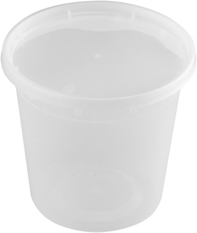 24oz [20 set] Heavy Duty Plastic Deli Container | BPA-Free Food Storage with Airtight Leak‑Proof Lids | Microwave, Freezer & Dishwasher Safe – Stackable, Bulk Reusable Soup & Meal Prep Tub