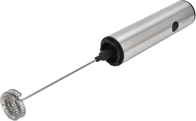 Stainless Steel Electric Milk Frother Handheld USB Charging Mini Milk Mixer - Silent Operation, Detachable Head, Portable Design for Coffee and Kitchen Use