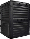 EJWOX 80 Gallon (300L) Large Capacity Static Compost Bin - Sturdy Outdoor Waste Composter with Easy-Access Hatch, Efficient Aeration System for Fast Organic Fertilizer Creation, Black