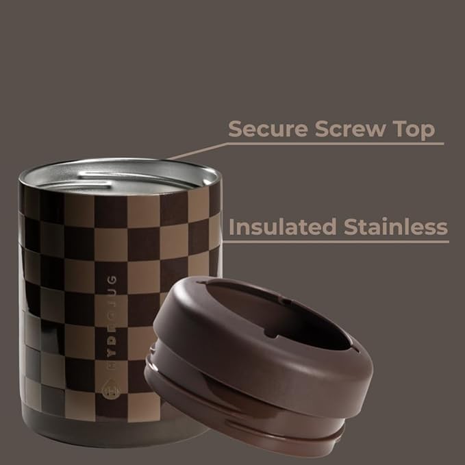 HydroJug Can Cooler 12 oz, Stainless Steel Can Holder, Autumn Checkers