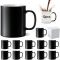 Sublimation Mugs, Cups 11oz Sublimation Ceramic Blank Coffee Mugs,White Cups, Sulimation Blanks, Blank White Mugs-36 pack bulk bundle (12pc magic black single box)