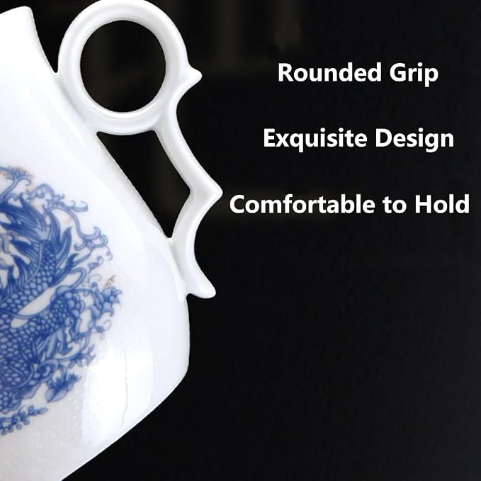 GOLDY&WENDY Chinese Pattern Tea-Mug with Strainer Infuser and Lid and Saucer Anti-scalding Handle Design Ceramic Tea Mug Convenient System