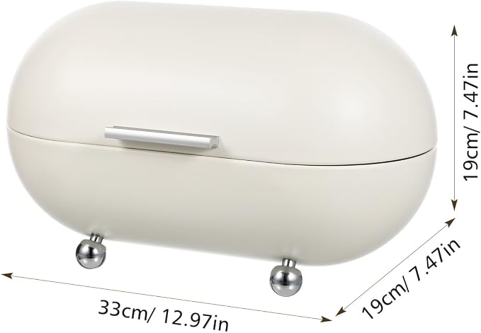 Angoily Metal Bread Box 13X7.5X7.5 Inch Kitchen Countertop Bread Container with Rolling Door Large Storage Organizer for Household Food and Sundries