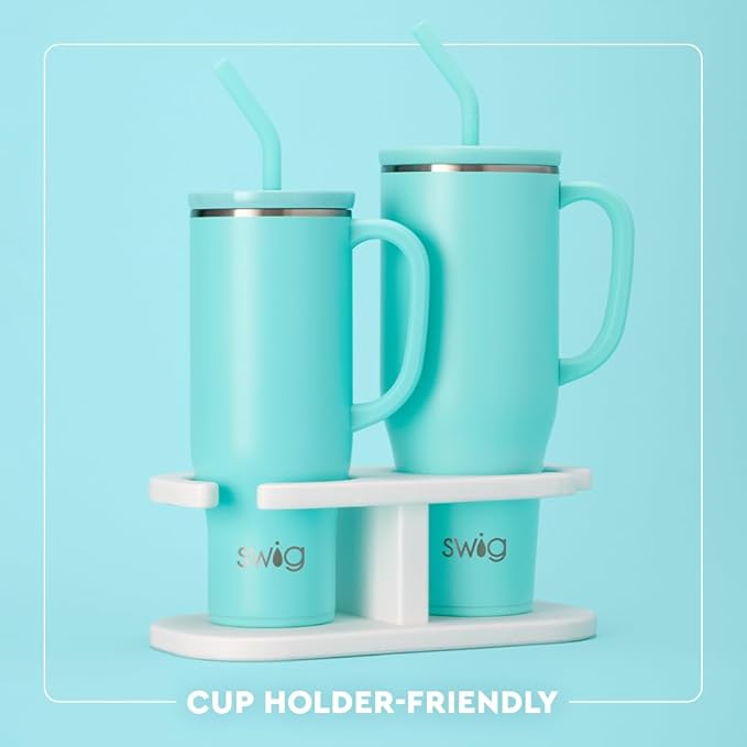 Swig Life 40oz Mega Mug, 40 oz Tumbler with Handle and Straw, Cup Holder Friendly, Dishwasher Safe, Extra Large Insulated Tumbler, Stainless Steel (Side Kick)