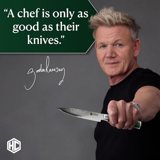 HexClad Utility Knife, 5-Inch Japanese Damascus Stainless Steel Blade, Pakkawood Handle