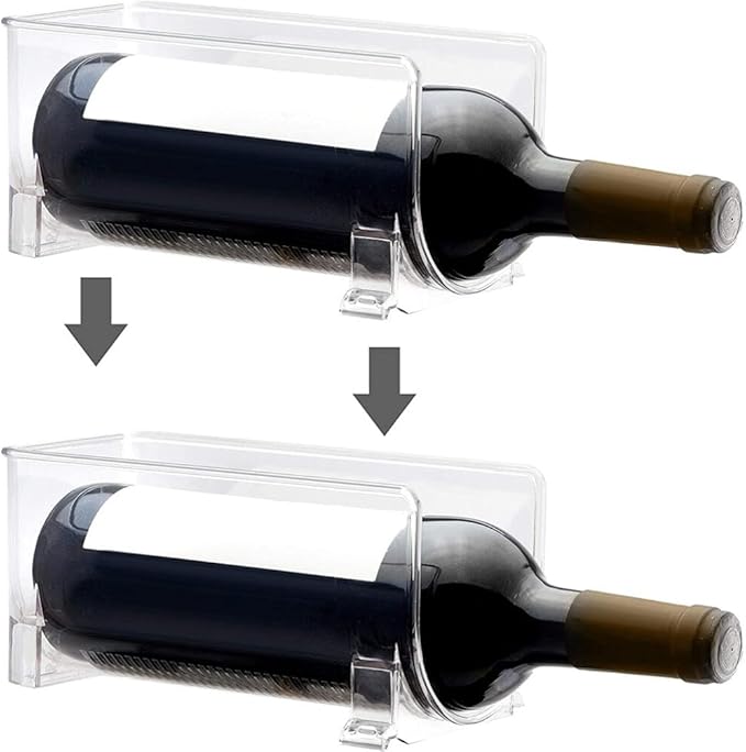 Cabilock Stackable Drawer Style Wine Rack 2-Pack Compact Bottle Holder Organizer 8.07X3.93X4.01In for Kitchen Bar Home Party Events