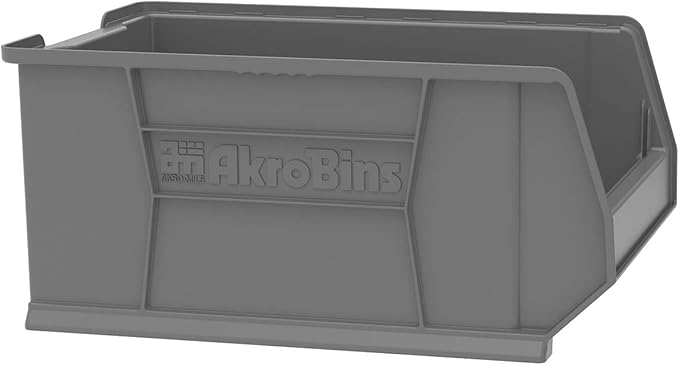 Akro-Mils 30288 Super-Size AkroBins Plastic Storage Bins, Space-Saving Stackable Bins for Garage, Classroom, Warehouse Organization, 24" L x 16" W x 11" H, Grey, 1-Pack