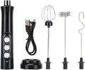 Electric Milk Frother Handheld Automatic Egg Beater USB Charging 3 Speed for Home Kitchen Black
