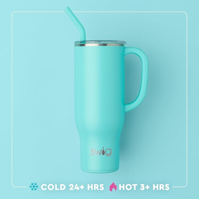 Swig Life 30oz Mega Mug, 30 oz Tumbler with Handle and Straw, Cup Holder Friendly, Dishwasher Safe, Extra Large Insulated Tumbler, Stainless Steel Water Bottle (Witches Brew)