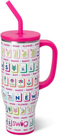 Swig Life 30oz Mega Mug, 30oz Tumbler with Handle and Straw, Large Insulated Tumblers, Cup Holder Friendly Travel Mug, Stainless Steel 30 oz Tumbler, Reusable Insulated Water Bottle (Mahjong)