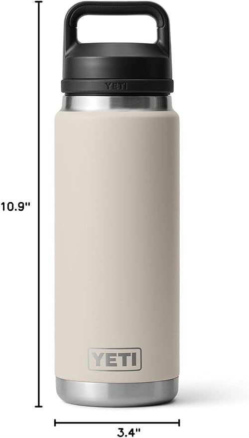 YETI Rambler 26 oz Bottle, Leakproof, Vacuum Insulated, Stainless Steel with Chug Cap, Cape Taupe