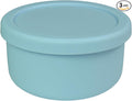 24fl oz (700ml) Silicone Food Storage Containers, Round Bowls with Lids - Kitchen Serving, Salad & Lunch Containers - Airtight, BPA-Free, Microwave, Fridge & Dishwasher Safe (3, Grayish blue)